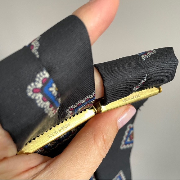 Vintage Black Paisley Print Silk Button Braces Suspenders - One Size - Picture 4 of 8